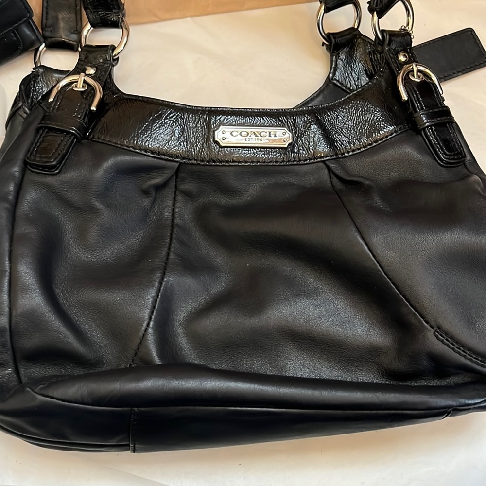 Coach black handbag and wallet